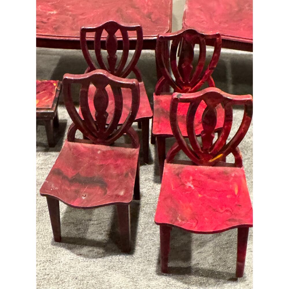 Renwal Grand Piano Chair Lot Vintage Tin Dollhouse Furniture Miniature Plastic - Picture 3 of 8